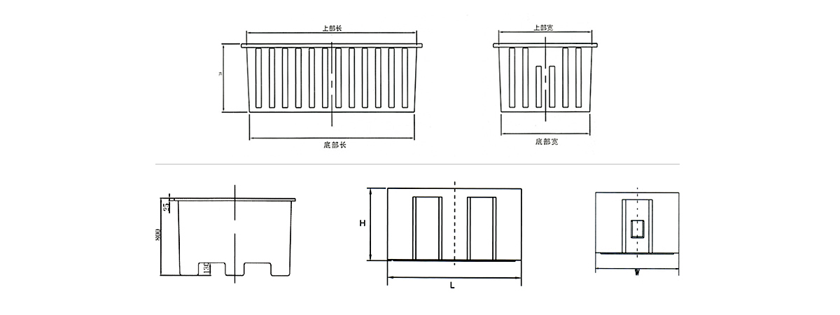 PE方桶、周轉箱尺寸線稿圖